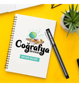 Coğrafya Öğretmeni Temalı Defter ve Kalem
