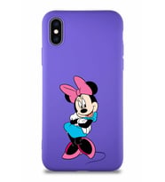 Apple iPhone X Soft Premier Kapak Minnie Mouse-D Tasarımlı Silikon Kılıf - Mor (Şeffaf)