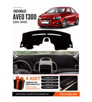 e-biz CHEVROLET AVEO T300 (2011-2015) Uyumlu Torpido Örtüsü, Torpido Kılıfı - Siyah-Kahverengi - CH009