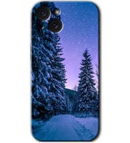 İphone 15 Kılıf HD Desen Baskılı Kılıf - Kış Manzarası