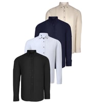 DÖRTLÜ SET G721 DEWBERRY ERKEK GÖMLEK-SİYAH-BEYAZ-LACİVERT-BEJ