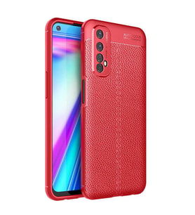 Realme 7 Kılıf Esnek Pu-Deri Leather-Pu Serisi Protected Case (Kırmızı)