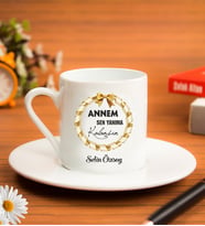 Kişiye Özel Anneler Günü Hediye Annem Sen Benim Yanıma Kalansın Türk Kahve Fincanı