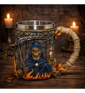 Gotik Azrail (Grim Reaper) Figürlü 3D Kabartmalı Dekoratif Kupa Bardak