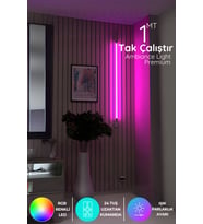 Şerit LED Köşe Led Abajur Aplik Gece Lambası Yatak Üstü Çok Özellikli Renkli 4 Animasyonlu Apembea