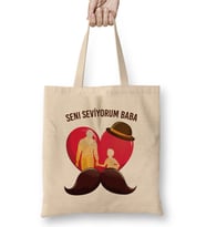 Babalar Günü Babaya Hediye 012 Bez Çanta Uzun Saplı