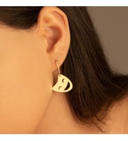 DKMN Gümüş Tiyatro Maskesi Küpe 925 Ayar Kadın Gümüş Küpe (Gold)