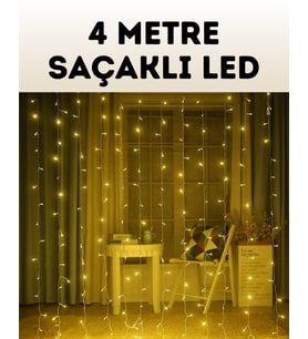 4 Metre Şelale Perde Led Işık Dış Mekan İç Mekan Uyumlu
