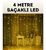 4 Metre Şelale Perde Led Işık Dış Mekan İç Mekan Uyumlu