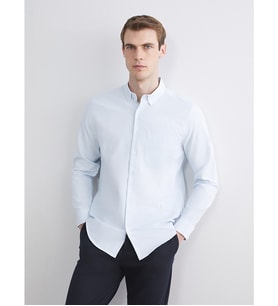 LCWAIKIKI Classic Mavi Regular Fit Uzun Kollu Armürlü Erkek Gömlek