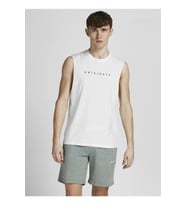 Jack & Jones Kolsuz Beyaz Erkek Pamuklu Kolsuz Spor Atlet T-shirt 12210016 (Turuncu)