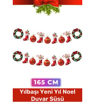Özel Üretim Tek Taraflı Baskı Yeni Yıl Noel Yılbaşı Dekoratif Kağıt Banner Çelenk Duvar Süsü -165cm