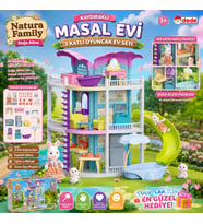 Doğa Ailesi Masal Evi Kaydıraklı 3 Katlı Oyuncak Ev Seti Figürlü, Mobilyalı ve Aksesuarlı