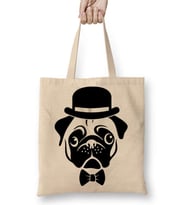 Pug Köpek 06 Bez Çanta Uzun Saplı