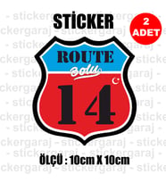 14 bolu memleket rota gidiş etiket sticker çıkartma - 2 adet - motosiklet araba otomobil kamyon kamyonet cam uyumlu