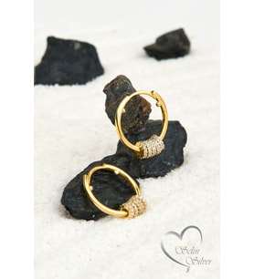 HALKA KÜPE TAŞLI MODEL GOLD, ROSE VE GÜMÜŞ RENKLER 925 AYAR GÜMÜŞ KÜPE (Gold)