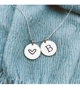 Gümüş  Kalp Harf Charm Kolye