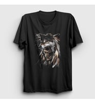 Presmono Unisex Siyah Skull Wolf Kurt T-Shirt 307293tt