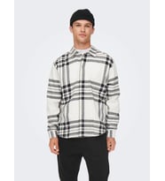 Only & Sons Erkek Ekoseli Rahat Kesim Gömlek - 22022991 (Beyaz)