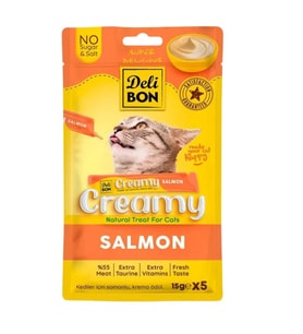 Kedi Ödül Maması - Creamy - Somonlu - 15 gr 5'li - Delibon