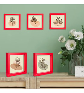 Yapışkanlı Sök Tak Kırmızı Pola Çerçeveler 12x12cm - 5 li Paket +resim baskısı