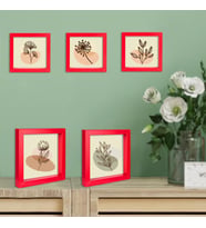 Yapışkanlı Sök Tak Kırmızı Pola Çerçeveler 12x12cm - 5 li Paket +resim baskısı