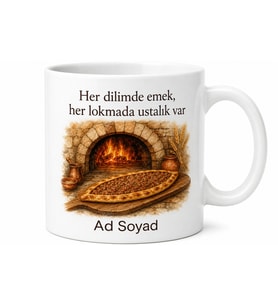Pideciye Hediye Odun Ateşi Kıymalı Pide Temalı Baskılı Kupa Bardak Hediye