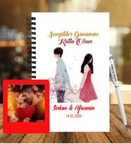 Sevgililer Gününe Özel Ahşap Defter Kalem &  Instagram Çerçeve Hediye Seti 27