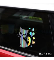 Aşk Kedi Kalp Hologram Oto Sticker Cam Araba Yapıştırma Çıkartma Aksesuar Etiket 20 X 18 Cm