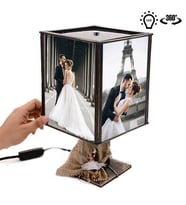 Kişiye Özel  Fotoğraflı Eskitme Gelin Damat Figürlü Abajur