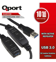 QPORT Q-UZ3100 USB 3.0 10MT UZATMA KABLOSU (REPEATER)