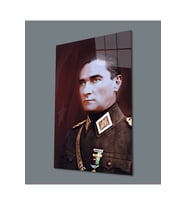 Miyrem Glasses Collection -A1^#  Üniformalı Asker Atatürk Cam Tablo (Çok Renkli)