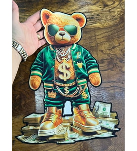 3 BOYUTLU HİPHOP ENTEL CEKETLİ AYI ARMA DİKİŞ APLİKE 36X26 CM