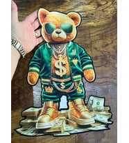 3 BOYUTLU HİPHOP ENTEL CEKETLİ AYI ARMA DİKİŞ APLİKE 36X26 CM