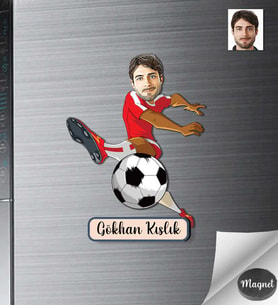 Kişiye Özel Futbolcu Erkek Ahşap Magnet -3