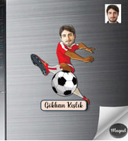 Kişiye Özel Futbolcu Erkek Ahşap Magnet -3