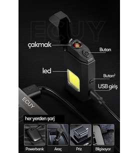 Airstorr Şarjlı Cob Led Fener – Yüksek Parlak, Enerji Tasarruflu, Rüzgar Geçirmez Elektrik Çakmaklı