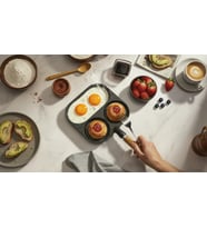 3 Bölmeli Granit Döküm Tava Pancake Yumurta Mücver Omlet Tavası