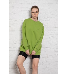 MyBen Unisex Uzun Kollu Fıstık Yeşili Oversize Sweatshirt İRF053