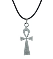 Ankh Anahtarı - Nil'in Anahtarı Deri ip Kolye - Gümüş Kaplama - Kadın Erkek Kolye - No:840