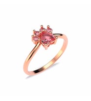 Pembe Taşlı Kedi Patisi Rose Gümüş Yüzük