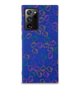 Samsung Galaxy Note 20 Ultra Uyumlu Lansman Kılıf Hello Kitty Tasarımlı İçi Kadife Kapak-Lacivert (Şeffaf)