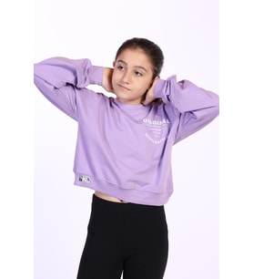 Toontoy Kız Çocuk Orıgınal Baskılı Sweatshirt (Lila)