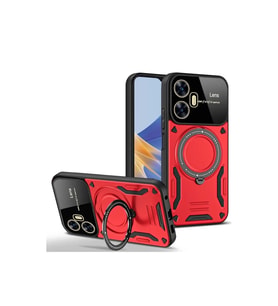 Realme C55 Kılıf Joy Lens Standlı Kapak - Kırmızı