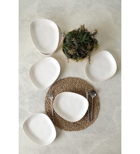 Keramika Mat Beyaz Tetra Yemek Tabağı 23 Cm 6 Adet