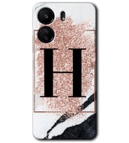 Xiaomi Redmi 13C Kılıf HD Desen Baskılı Kılıf - Pembe Mermer Desenli H Harfi