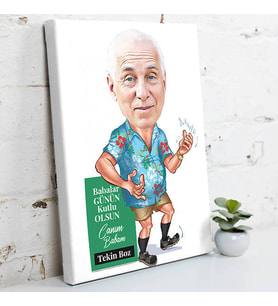Emekli Babam Karikatürlü Kanvas Tablo