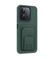 Redmi 15C Kılıf Kartlıklı ve Deri Dokulu Şık ApexWallet Premium Kapak RYC/Bikart (Koyu Yeşil)