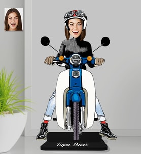 Kişiye Özel Motorcut Kadın Ahşap Biblo-4