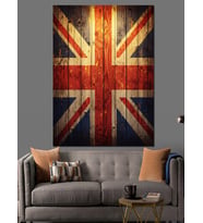 Büyük Britanya Bayrağı Motif Dekoratif Kanvas - Mdf Ahşap Tablo